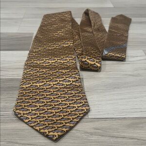 JZ RICHARDS Elegant Multicolor Gold Fish Patterned Men's Tie Silk Made in USA